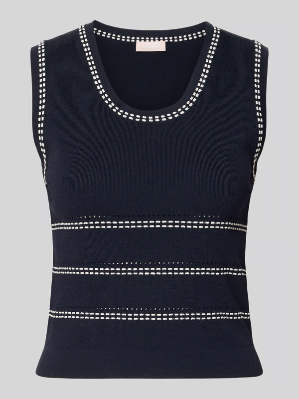 LIU JO MAGLIA CHIUSA S M NIGHT BLUE BCO LANA