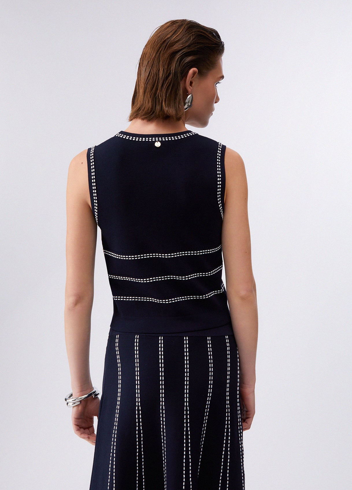 LIU JO MAGLIA CHIUSA S M NIGHT BLUE BCO LANA