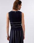 LIU JO MAGLIA CHIUSA S M NIGHT BLUE BCO LANA