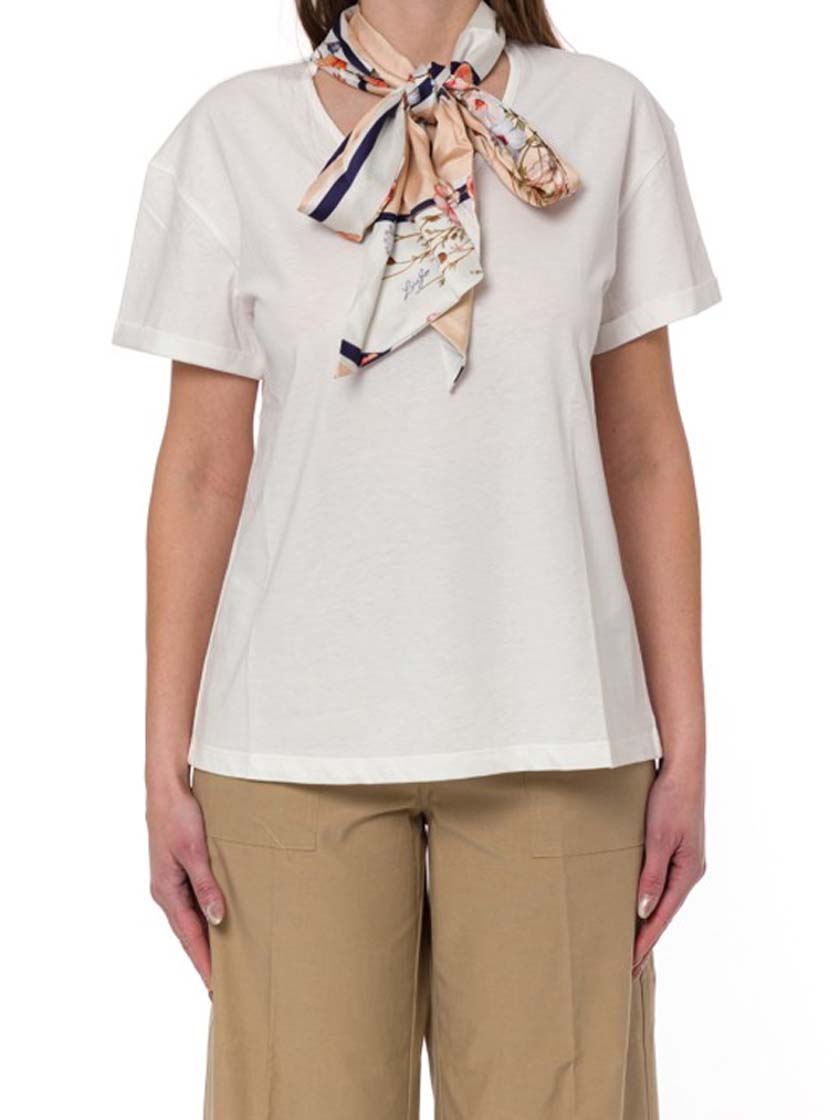 LIUJO T-SHIRT MODA M/C BCO/BLOOMING FOUL