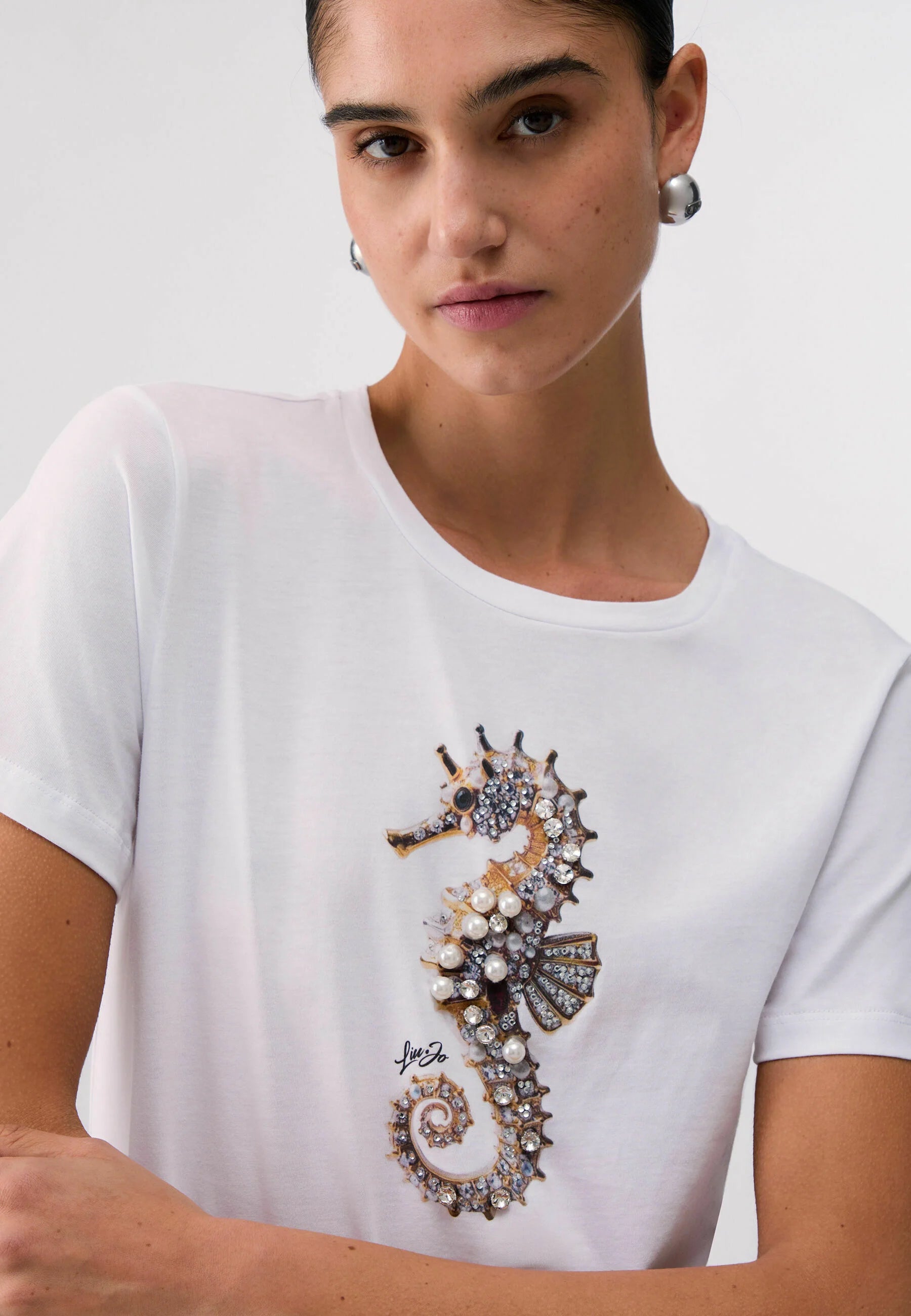 LIU JO ECS T SHIRT MODA M C BCO MILKSHAKE LJ