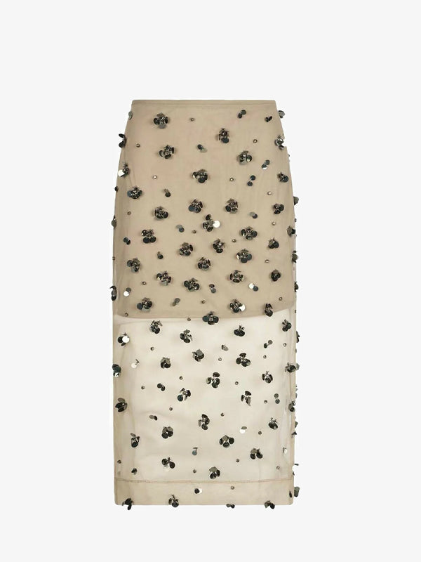LIU JO GONNA JERSEY LONGUETTE DK OLIVE EMBROIDERIE