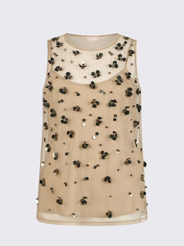 LIU JO TOP JERSEY DK OLIVE EMBROIDERIE