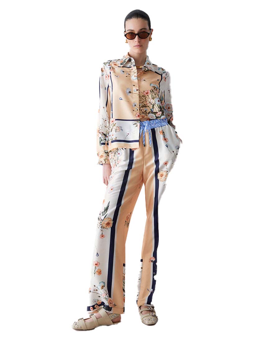 LIUJO PANT.TS NAV LUNGO BLU STR/BLOOM.BIG