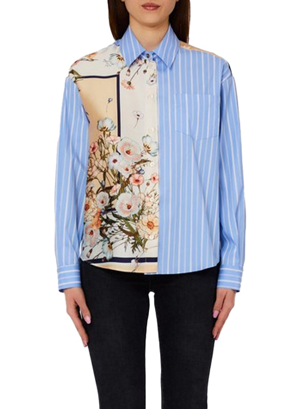 LIUJO CAMICIA TS M/L BLU STR/BLOOM.SMALL
