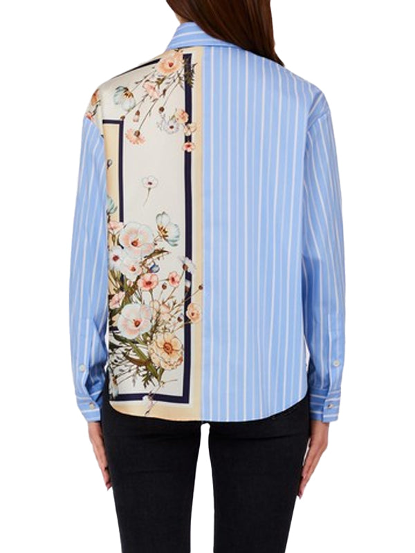 LIUJO CAMICIA TS M/L BLU STR/BLOOM.SMALL