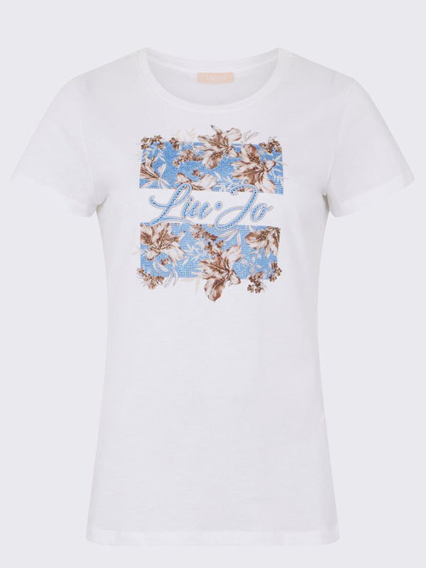 LIU JO ECS T SHIRT MODA M C BCO LIU JO BR BL W LI