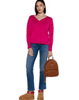 LIU JO SWEATER CON CUELLO EN V MAGENTA