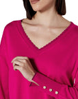 LIU JO SWEATER CON CUELLO EN V MAGENTA