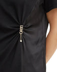 LIU JO T-SHIRT M/C COMB.SATIN BROOCH NEGRO