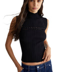 LIU JO TOP CUELLO ALTO CON DETALLE TRENZADO NEGRO