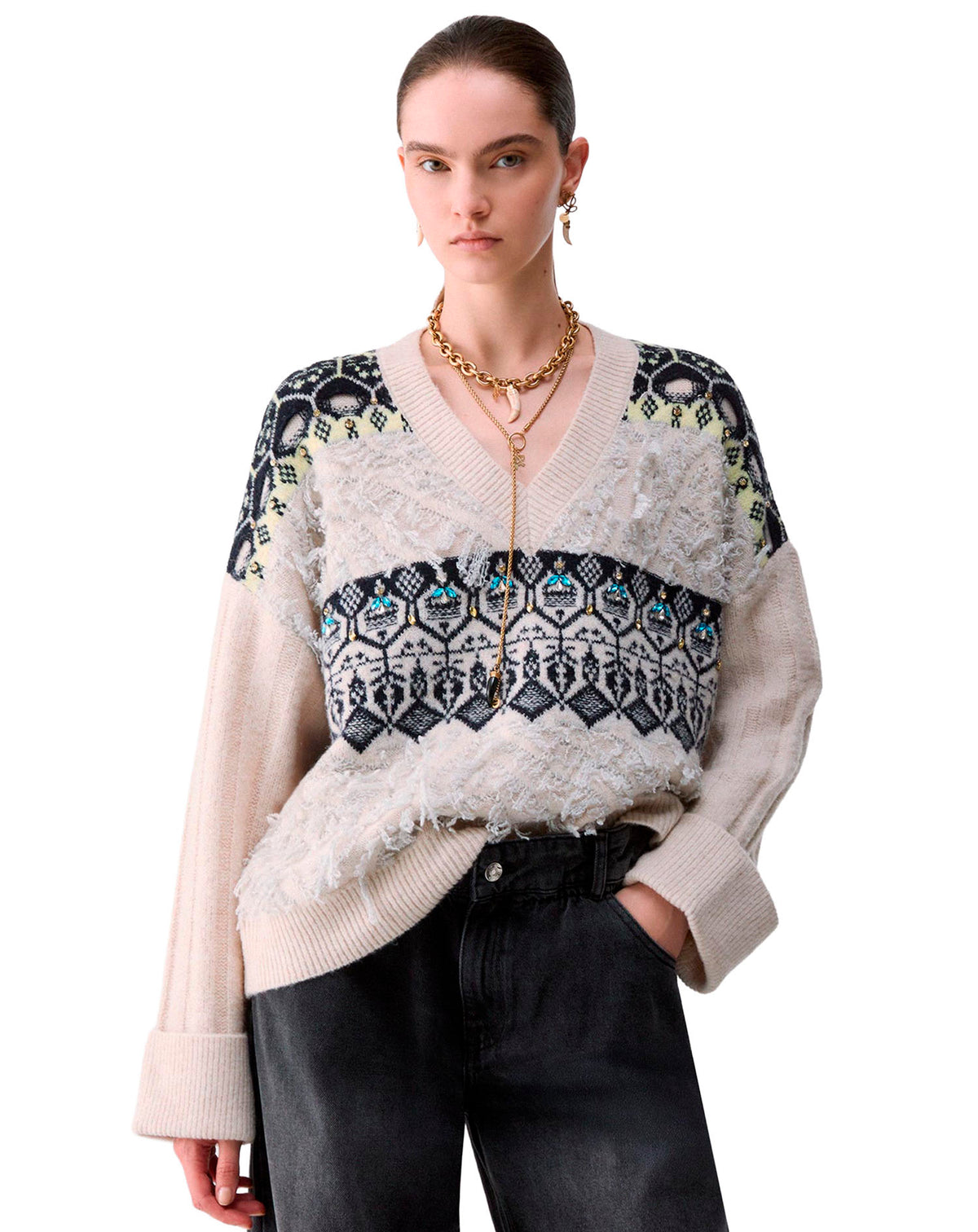 LIU JO SWEATER NATURAL FAIR ISLE