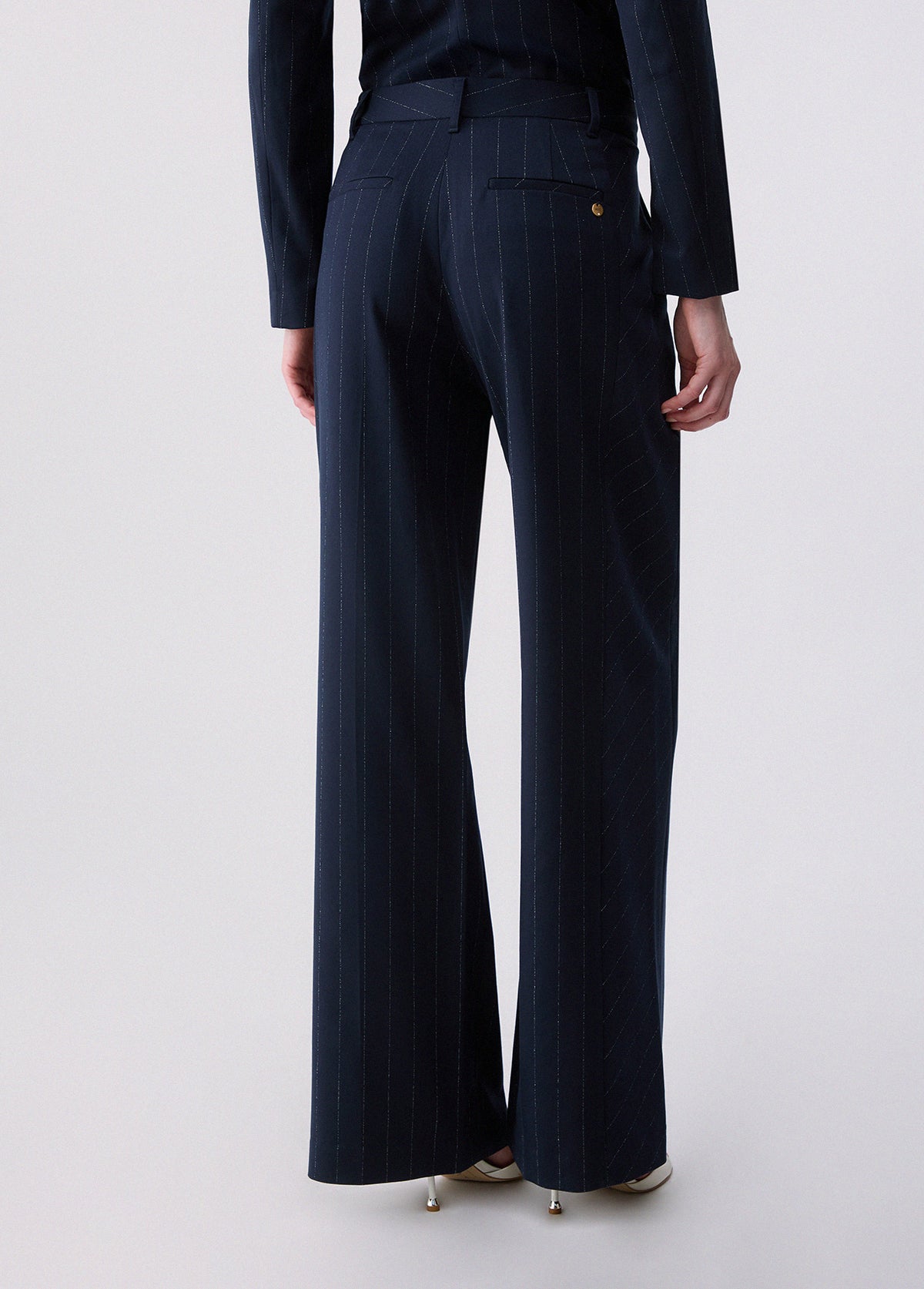 LIU JO PANTS BLU LUREX PIN STRIPE