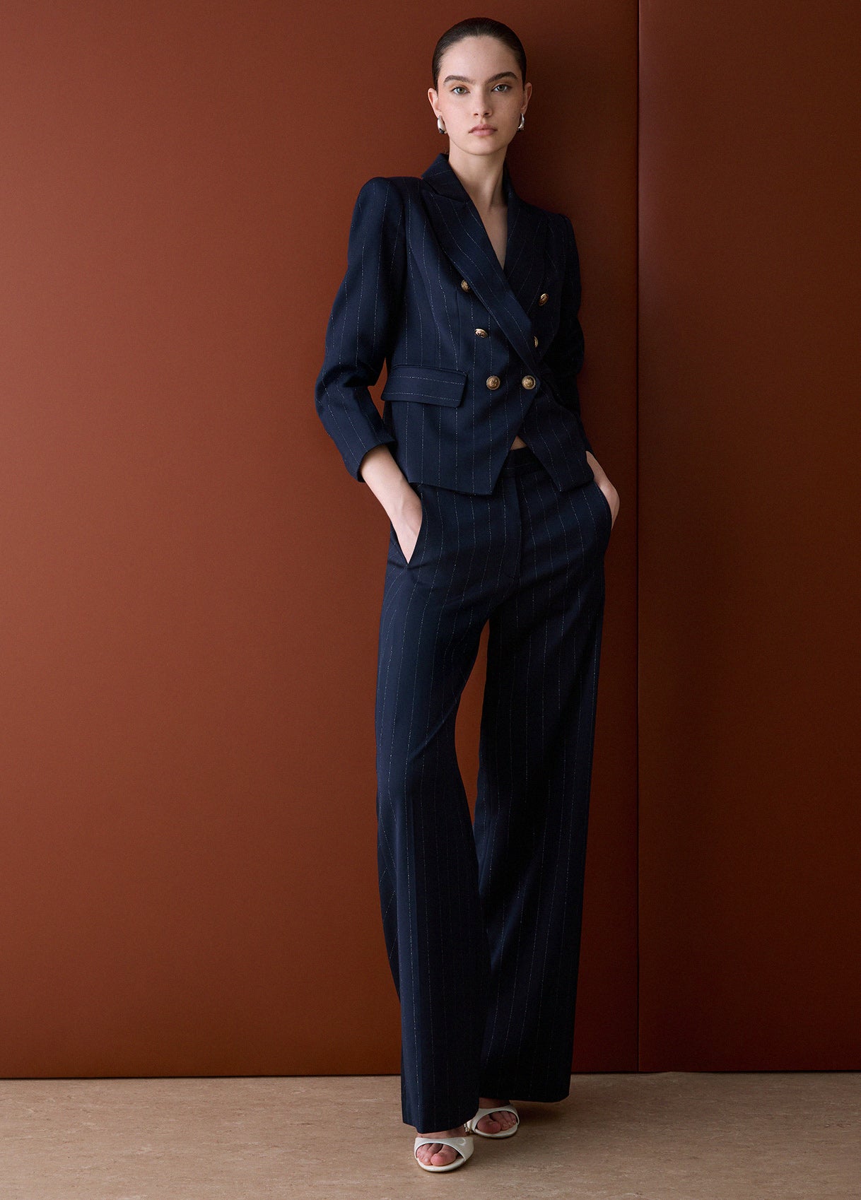 LIU JO PANTS BLU LUREX PIN STRIPE