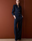 LIU JO PANTS BLU LUREX PIN STRIPE