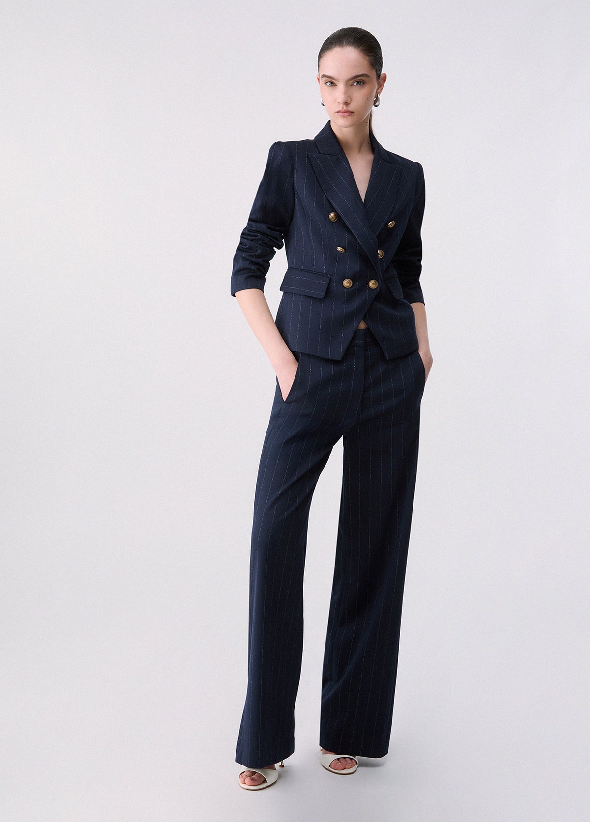 LIU JO PANTS BLU LUREX PIN STRIPE