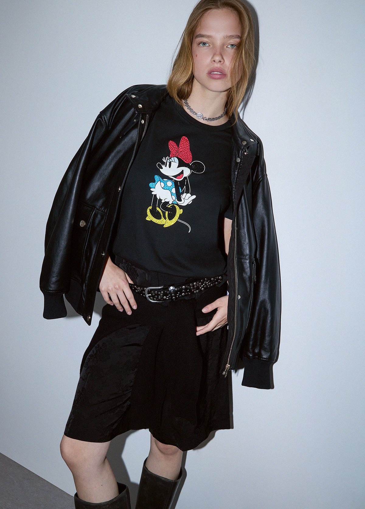 LIU JO T-SHIRT NERO MISS MOUSE COL