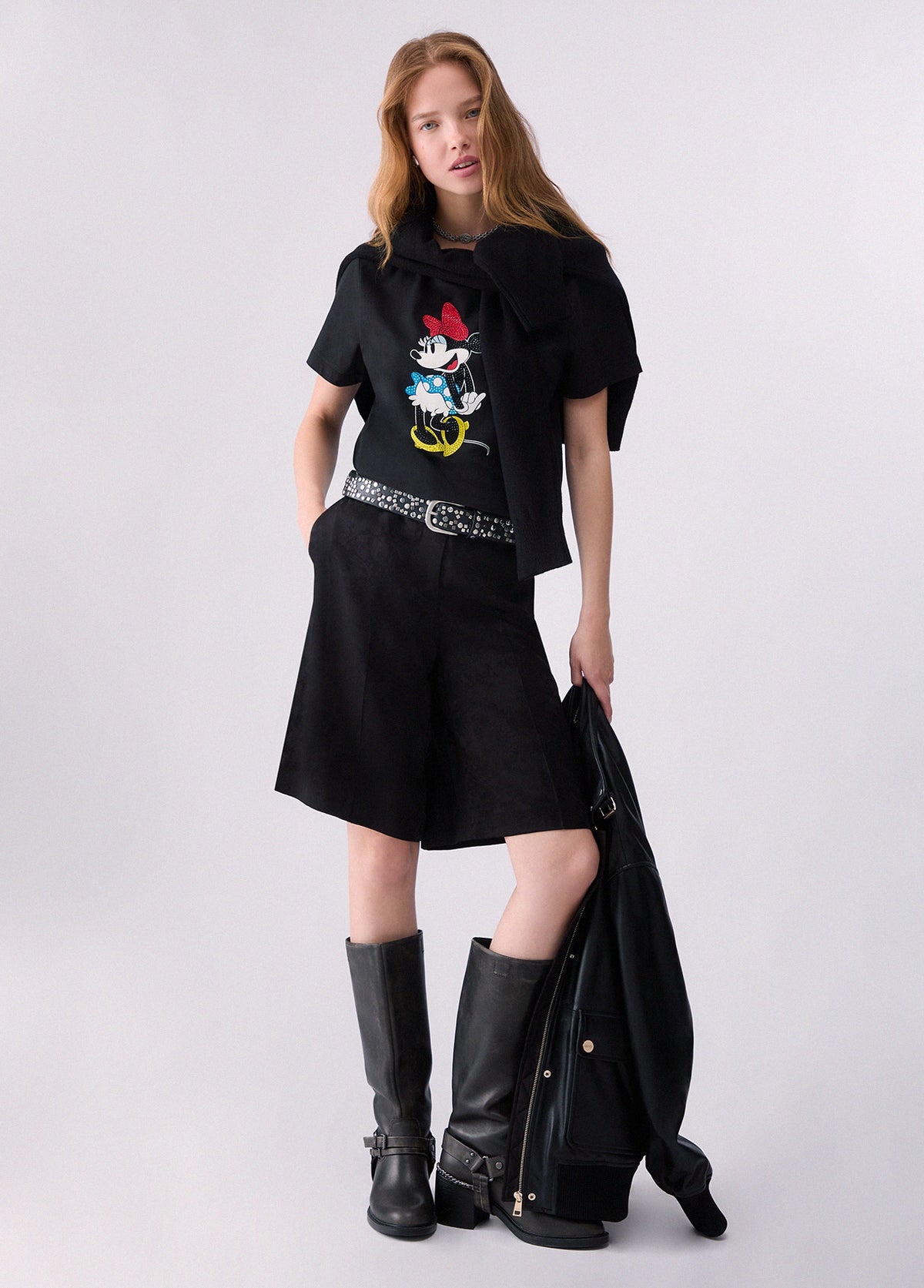 LIU JO T-SHIRT NERO MISS MOUSE COL