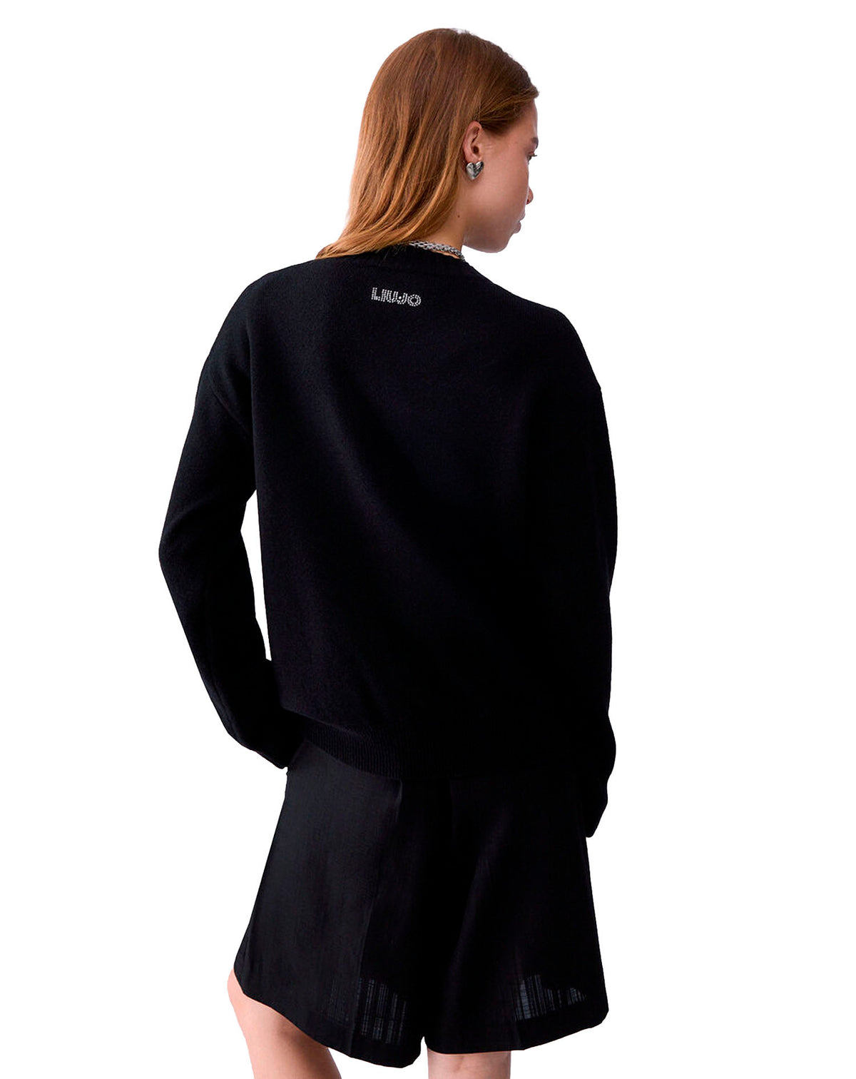 LIU JO SWEATER NERO MISS MOUSE COL