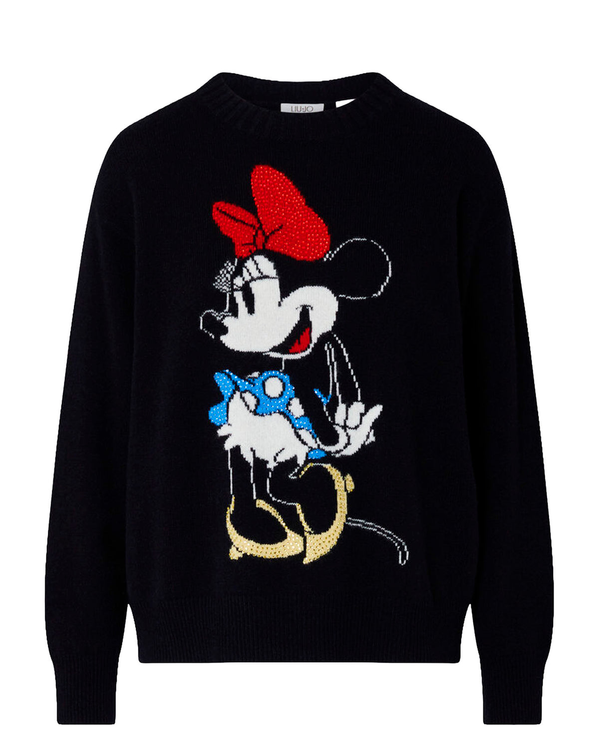 LIU JO SWEATER NERO MISS MOUSE COL