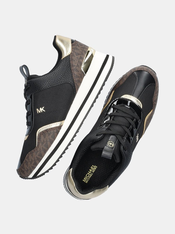 MICHAEL KORS RAINA TRAINER TECH CAMVAS BLK/BROWN
