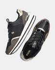 MICHAEL KORS RAINA TRAINER TECH CAMVAS BLK/BROWN