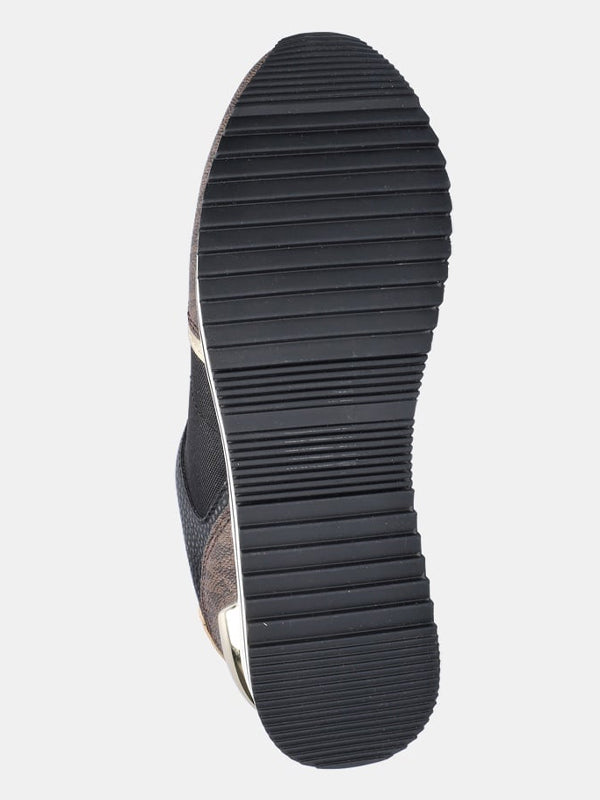 MICHAEL KORS RAINA TRAINER TECH CAMVAS BLK/BROWN