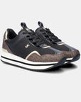 MICHAEL KORS RAINA TRAINER TECH CAMVAS BLK/BROWN