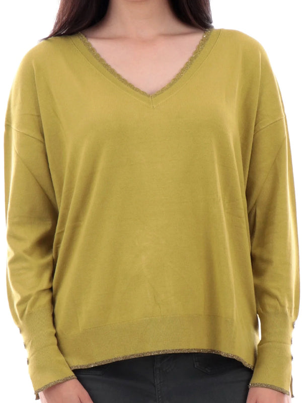 LIU JO SWEATER CON CUELLO EN V LUSH GREEN