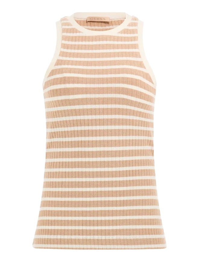 GUESS CAMILLA STRIPED TANK TOP BEIGE AND OFF WHITE