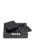 BOSS SET DE PIEL CARTERA Y TARJETERO NEGRO