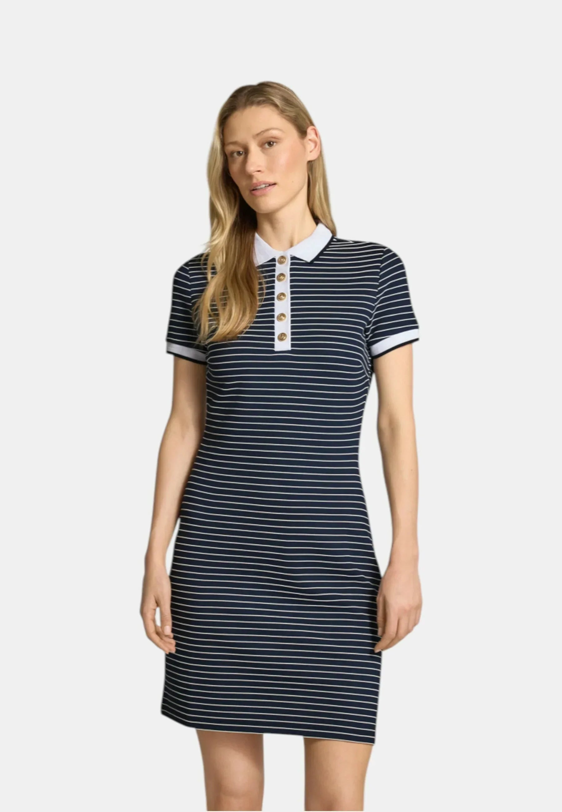 GUESS N SS DRESS NK ALPHONSINE STRIPED JET BLACK A9