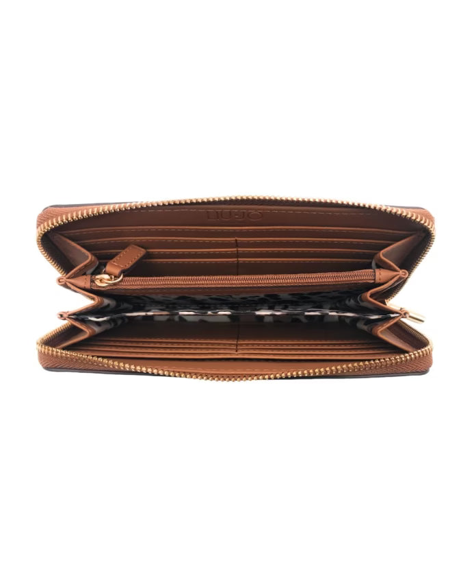LIU JO WALLET WITH ZIP IN FAUX LEATHER MARRON