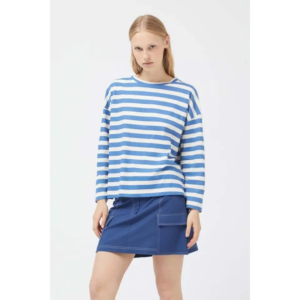 COMPAÑÍA FANTÁSICA CAMISETA MANGA LARGA RAYAS AZUL