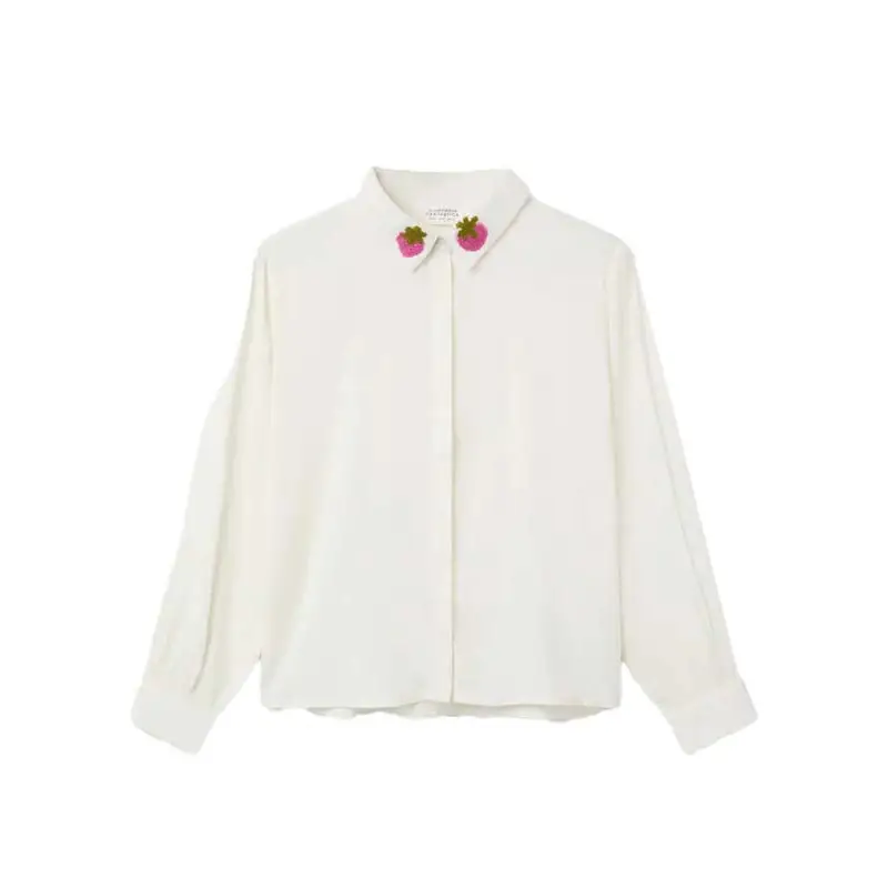 COMPAÑIA FANTASTICA CAMISA BLANCA BORDADO FRESA - textil