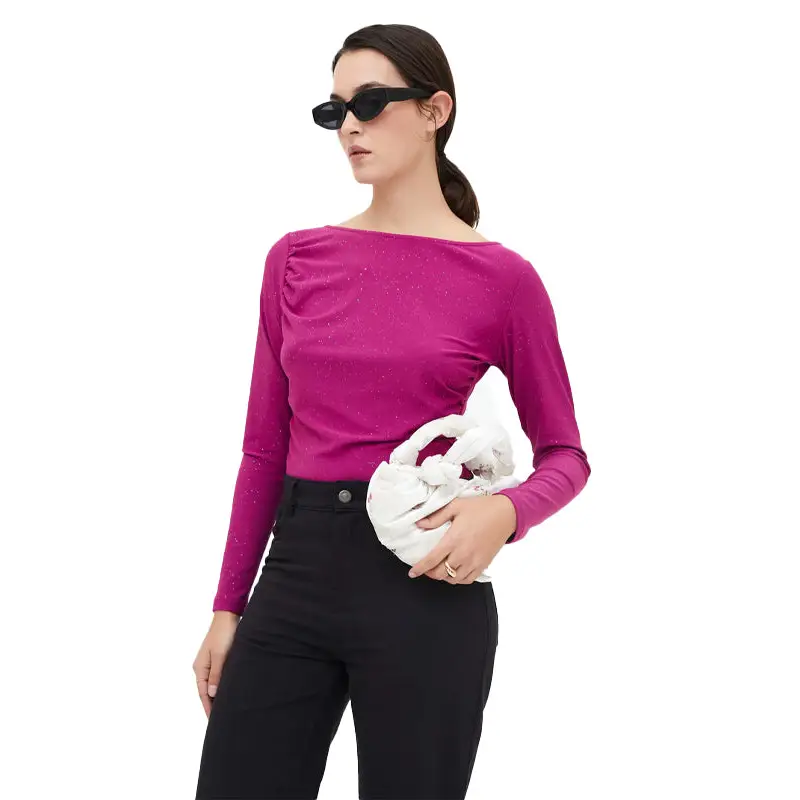 COMPAÑIA FANTASTICA CAMISETA CUELLO BARCO MAGENTA - textil