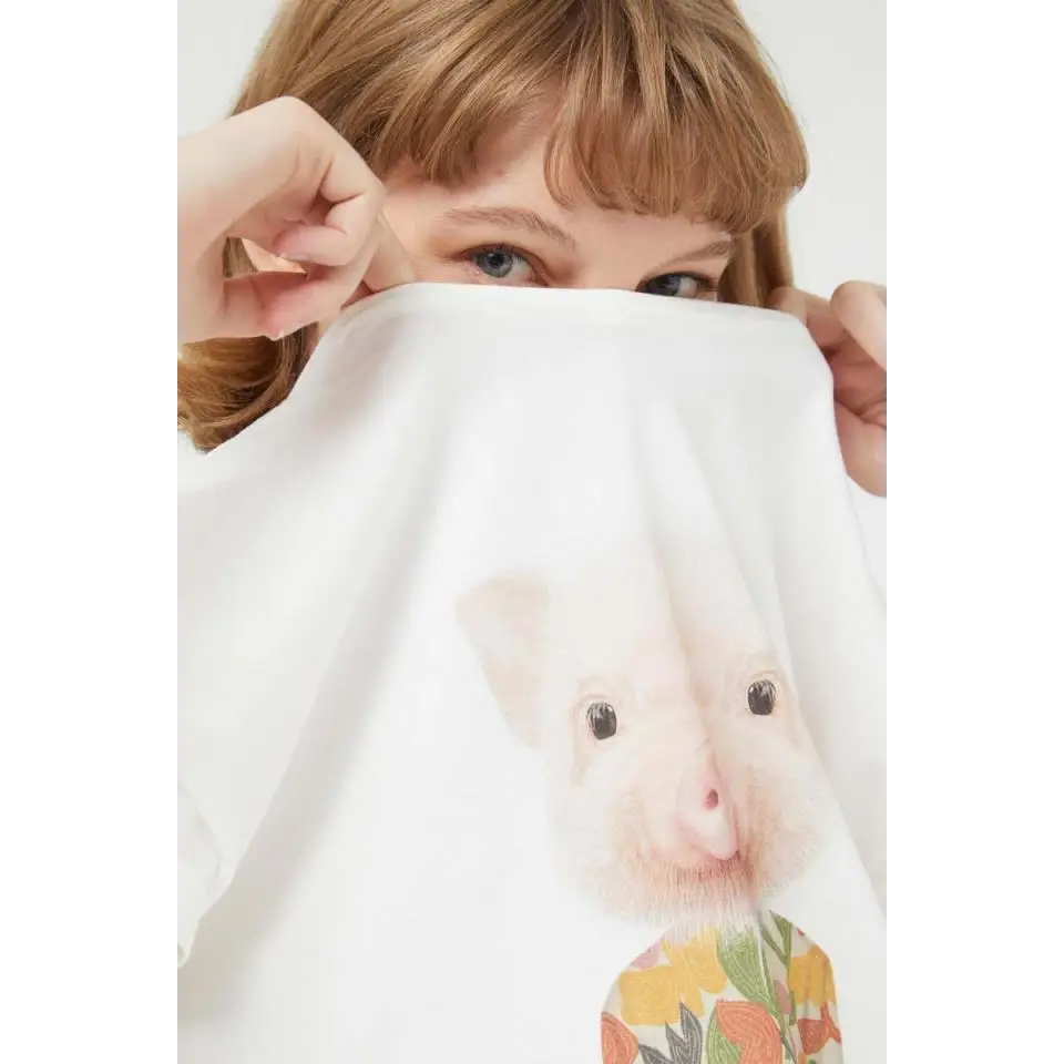 COMPAÑÍA FANTASTICA CAMISETA PRINT CERDO BLANCA