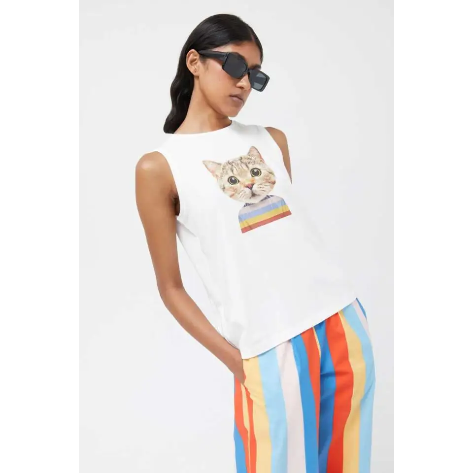 COMPAÑÍA FANTÁSTICA CAMISETA PRINT GATO BLANCA