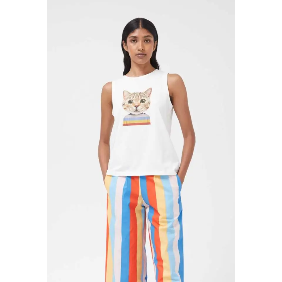 COMPAÑÍA FANTÁSTICA CAMISETA PRINT GATO BLANCA