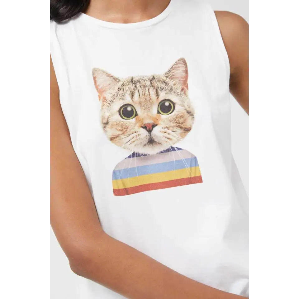 COMPAÑÍA FANTÁSTICA CAMISETA PRINT GATO BLANCA
