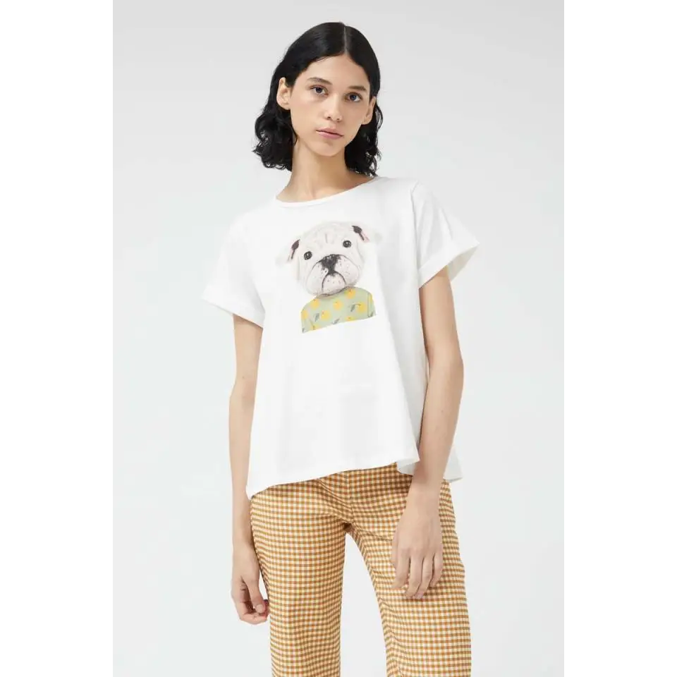 COMPAÑIA FANTASTICA CAMISETA PRINT PERRO BLANCA