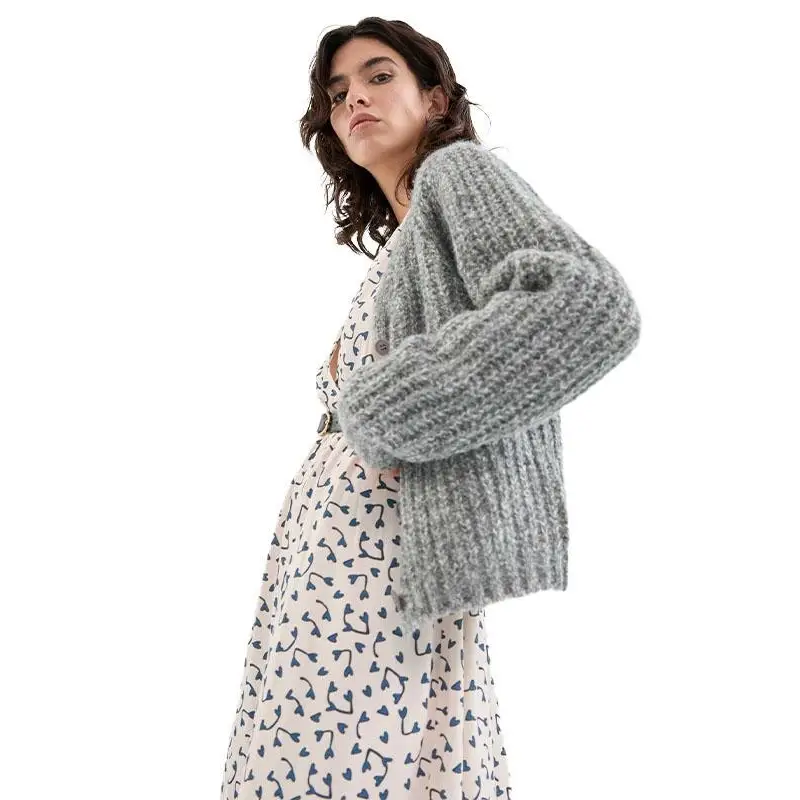 COMPAÑÍA FANTÁSTICA CARDIGAN DE PUNTO GRUESO GRIS