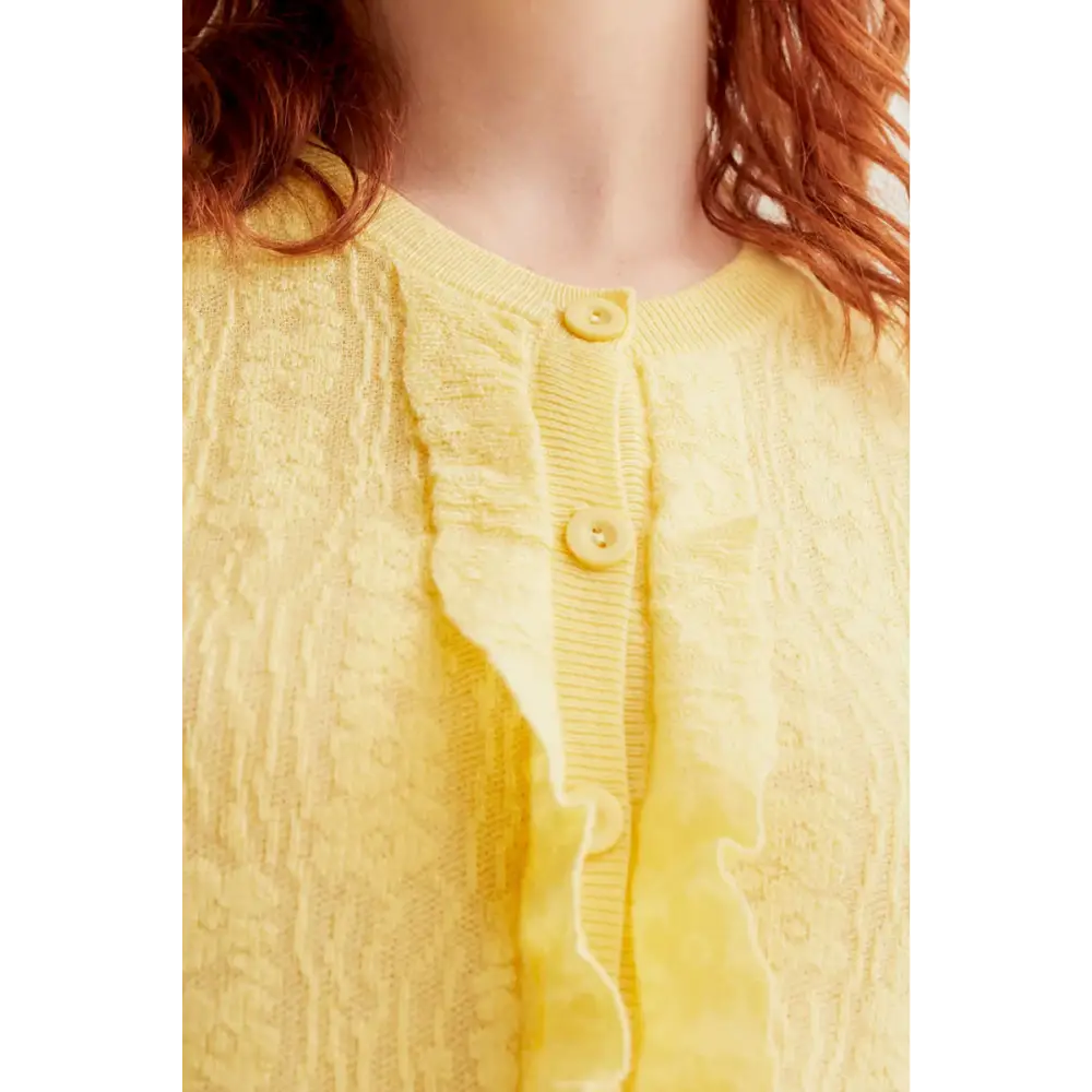 COMPAÑIA FANTASTICA CARDIGAN PUNTO FLORAL AMARILLO
