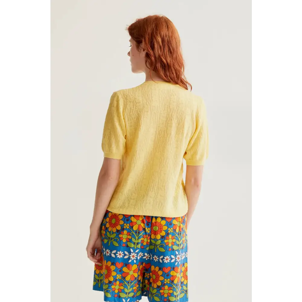 COMPAÑIA FANTASTICA CARDIGAN PUNTO FLORAL AMARILLO