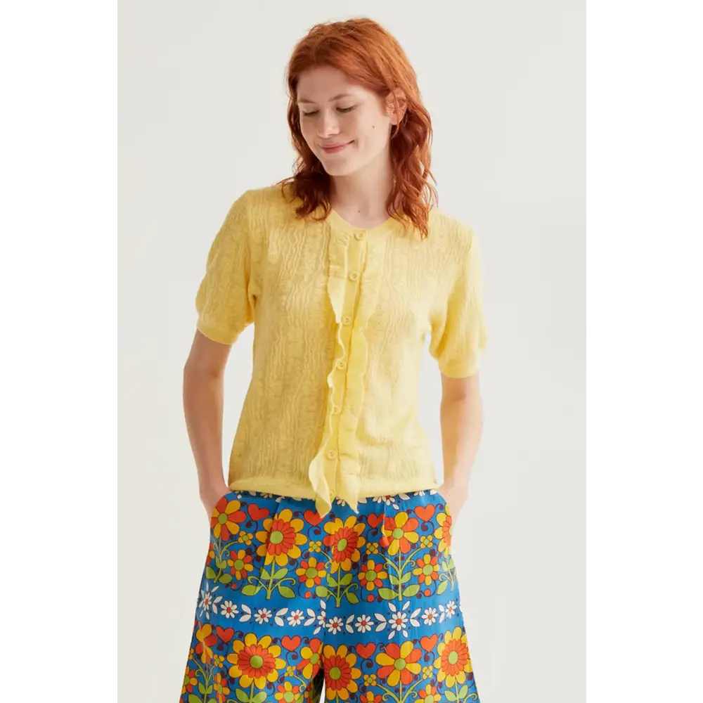 COMPAÑIA FANTASTICA CARDIGAN PUNTO FLORAL AMARILLO