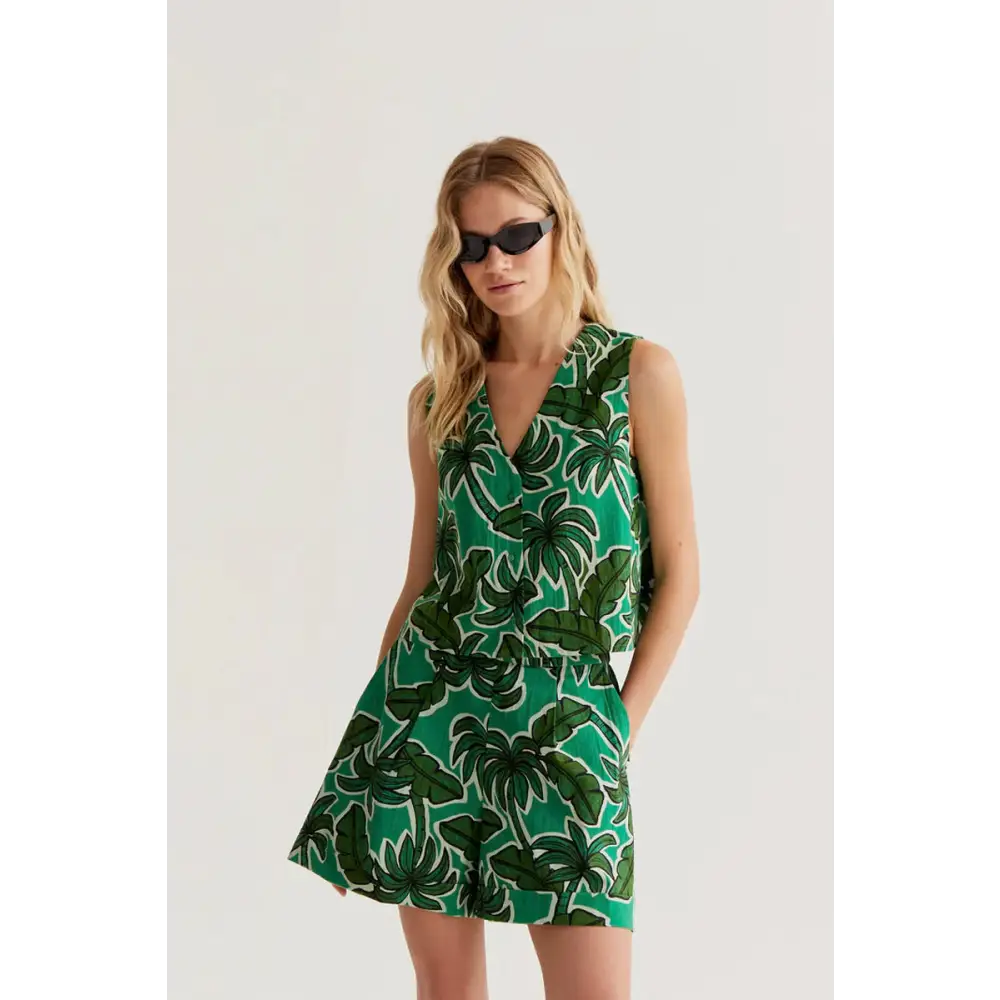 COMPANIA FANTASTICA CHALECO CON ESTAMPADO PALM TREE