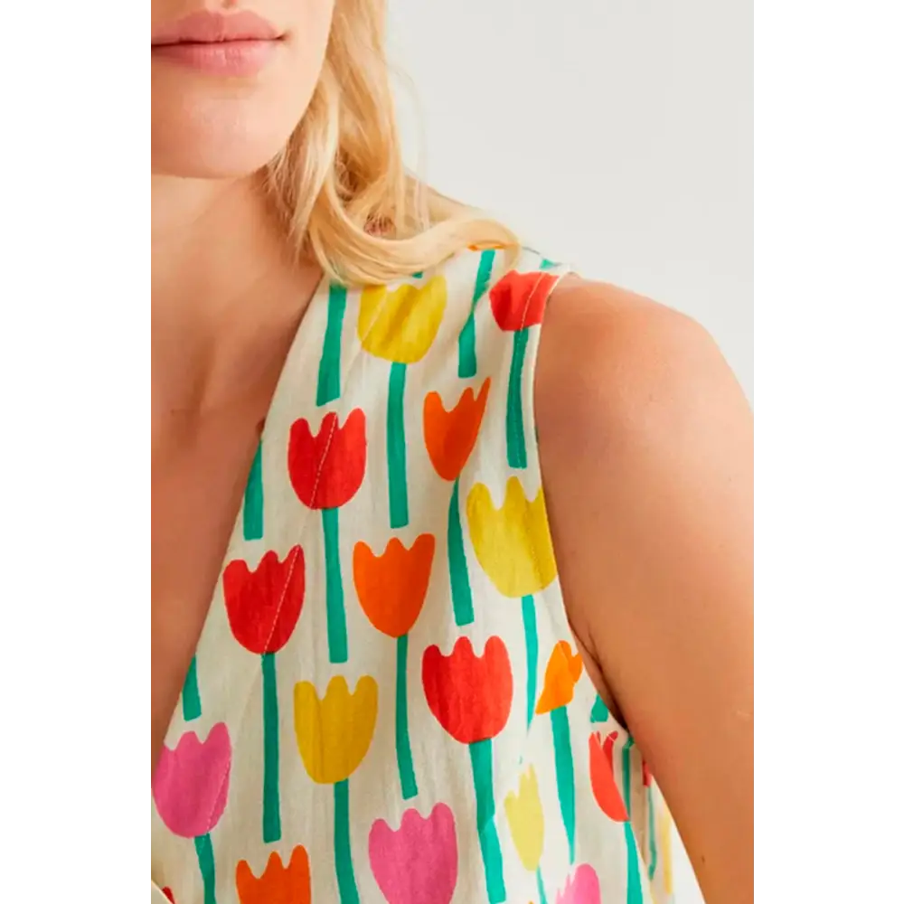 COMPAÑIA FANTASTICA CHALECO CON ESTAMPADO TULIPA