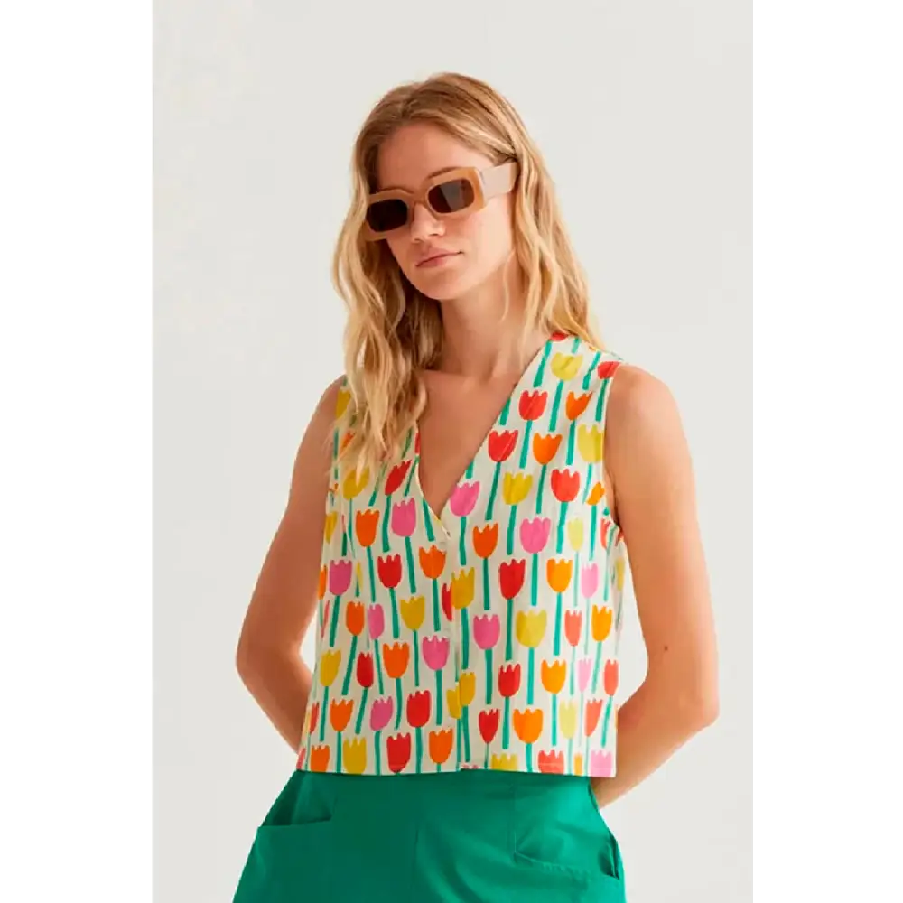 COMPAÑIA FANTASTICA CHALECO CON ESTAMPADO TULIPA