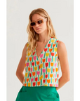 COMPANIA FANTASTICA CHALECO CON ESTAMPADO TULIPA