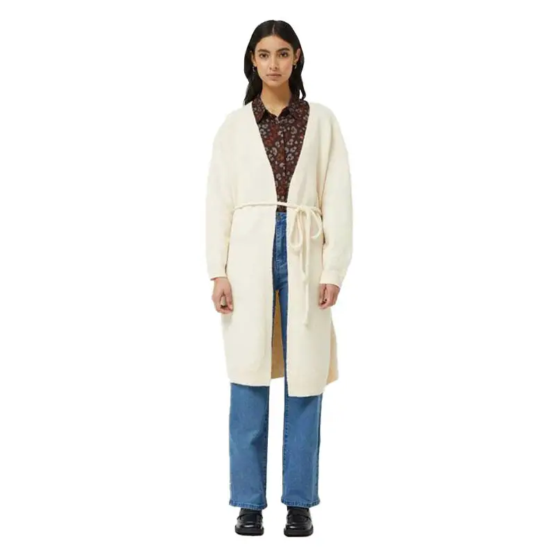 COMPAÑIA FANTASTICA CHAQUETA MIDI DE PUNTO BLANCA